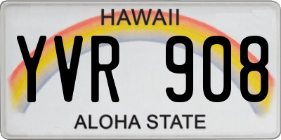 HI license plate YVR908