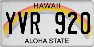 HI license plate YVR920