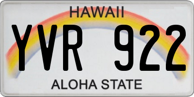 HI license plate YVR922