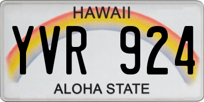 HI license plate YVR924