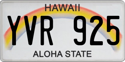 HI license plate YVR925