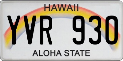 HI license plate YVR930
