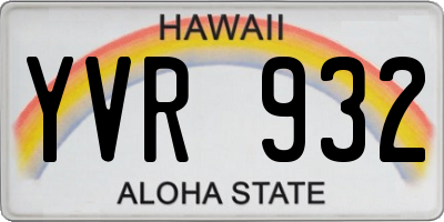 HI license plate YVR932