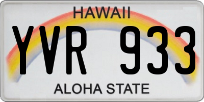 HI license plate YVR933