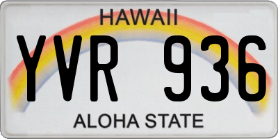HI license plate YVR936