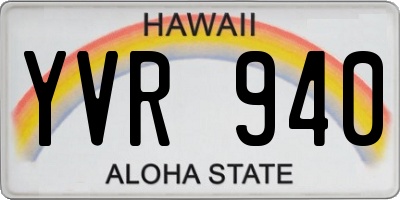 HI license plate YVR940