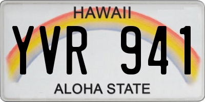 HI license plate YVR941