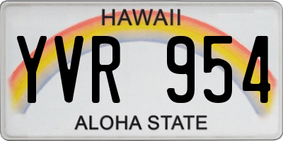HI license plate YVR954
