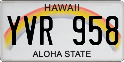 HI license plate YVR958