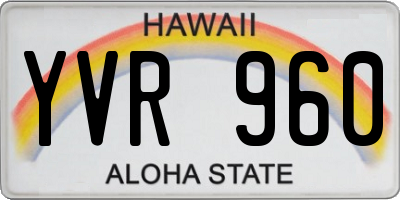 HI license plate YVR960