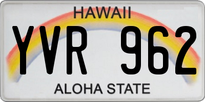 HI license plate YVR962