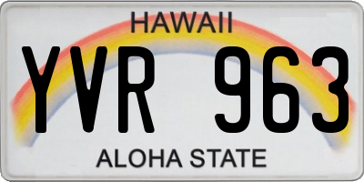 HI license plate YVR963