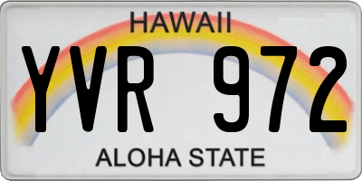 HI license plate YVR972