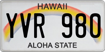HI license plate YVR980