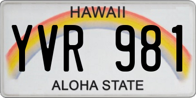 HI license plate YVR981