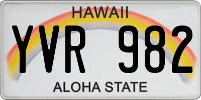 HI license plate YVR982