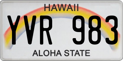 HI license plate YVR983