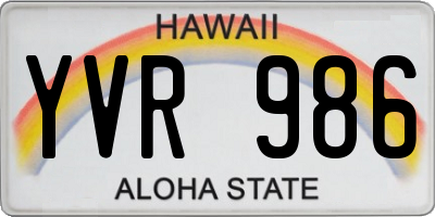 HI license plate YVR986