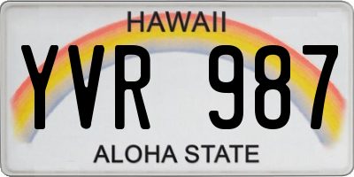 HI license plate YVR987