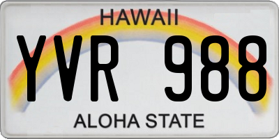 HI license plate YVR988