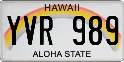 HI license plate YVR989