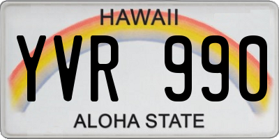 HI license plate YVR990