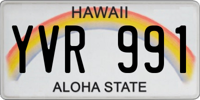 HI license plate YVR991