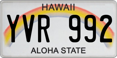 HI license plate YVR992