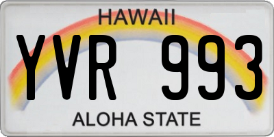 HI license plate YVR993