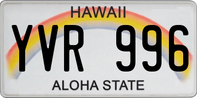 HI license plate YVR996