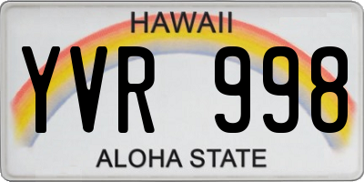 HI license plate YVR998