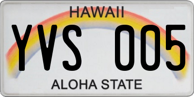 HI license plate YVS005