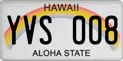 HI license plate YVS008