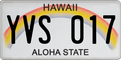 HI license plate YVS017