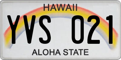 HI license plate YVS021