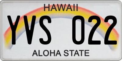 HI license plate YVS022