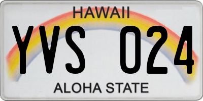 HI license plate YVS024