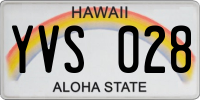 HI license plate YVS028