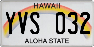 HI license plate YVS032