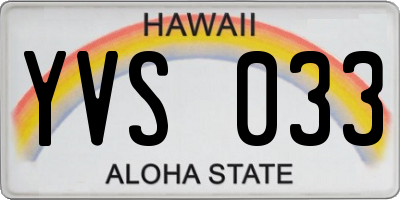 HI license plate YVS033