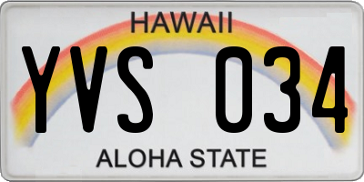HI license plate YVS034