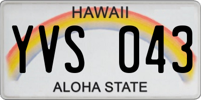 HI license plate YVS043