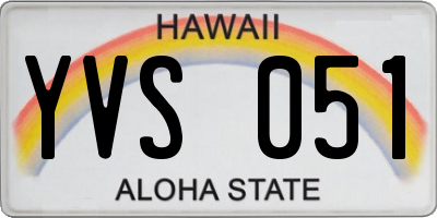 HI license plate YVS051