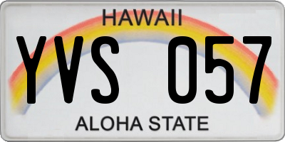 HI license plate YVS057