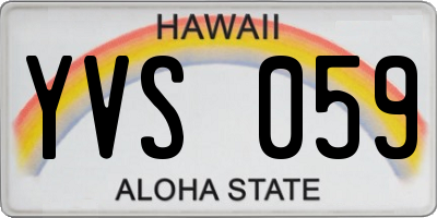 HI license plate YVS059
