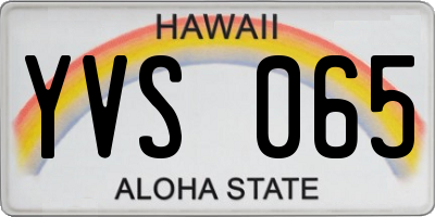 HI license plate YVS065