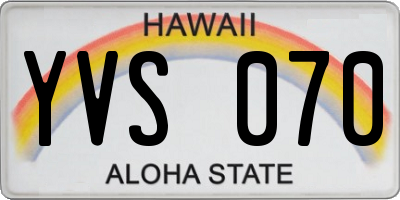 HI license plate YVS070