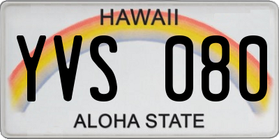 HI license plate YVS080