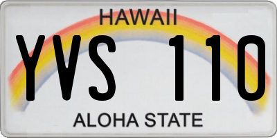 HI license plate YVS110