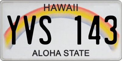 HI license plate YVS143